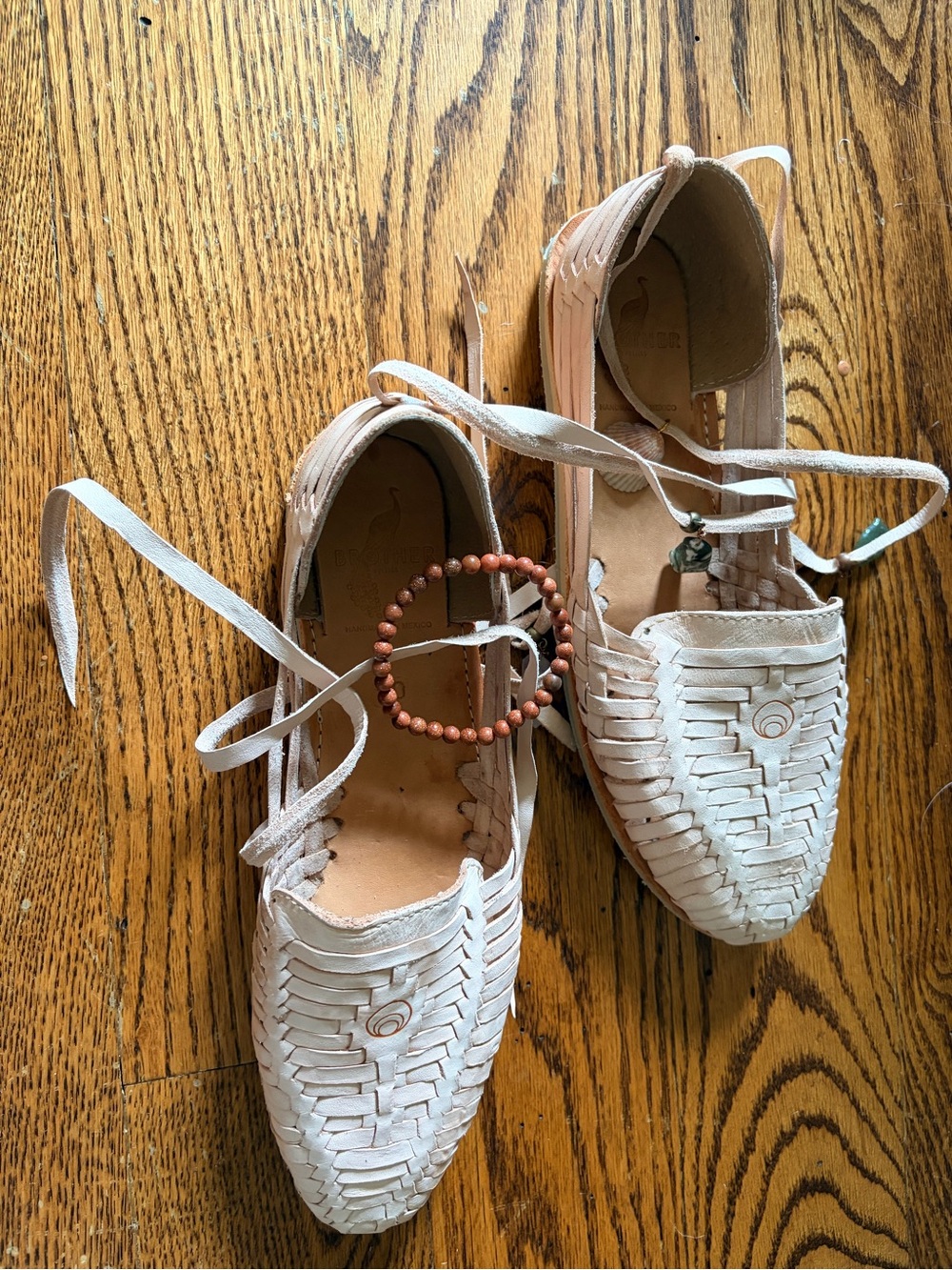 Brother Vellies Woven Lace-Up Moccasins in Light Beige